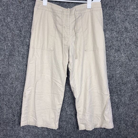 Willi Smith Pants Womens Size 12 Beige Linen Blend Lagenlook Beach - Picture 1 of 10